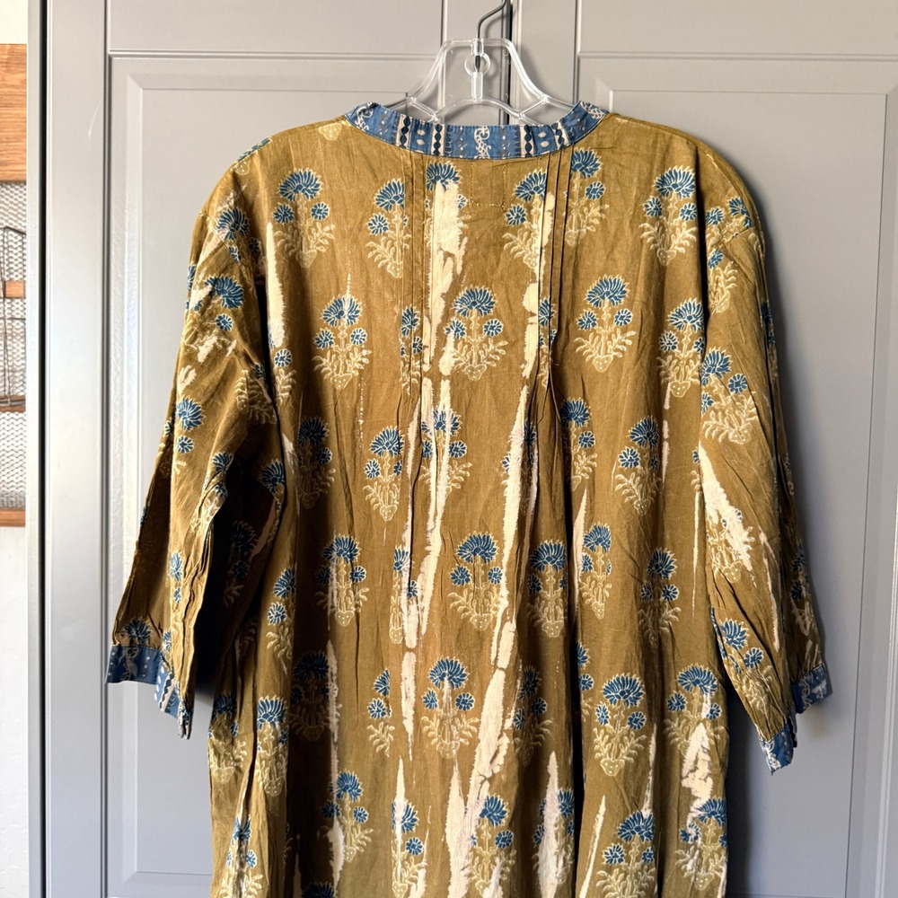 Jaded Gypsy Womens Blissfully Yours Boho Floral Tunic Top, Olive Blue, OS (NWT) - Picture 6 of 15